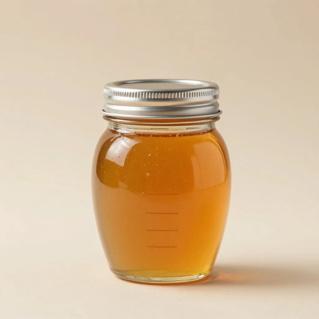 A 200g jar of heather honey on a light background
