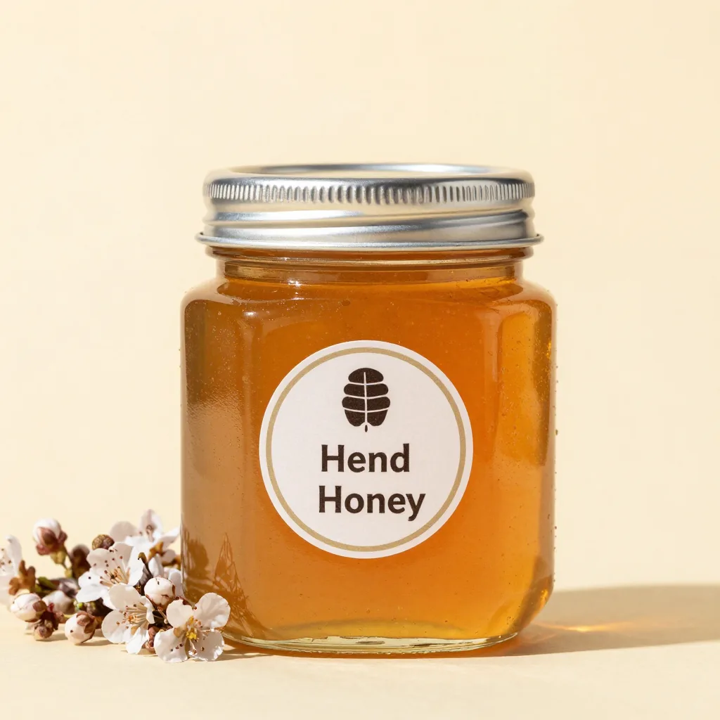 A 500g jar of heather honey on a light background