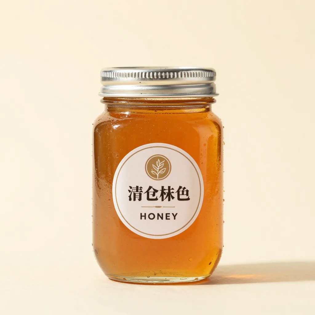 A single-moor heather honey jar on a light background